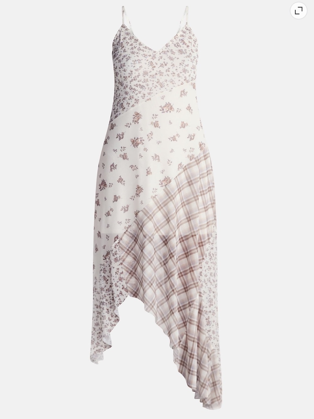 NWT Women’s Cream Floral & Plaid Slip Dress